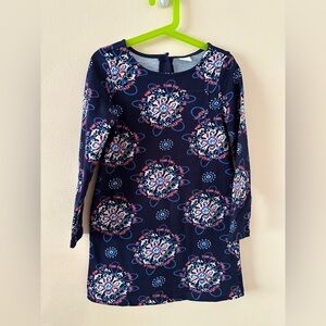 Gymboree Girls Navy Blue French Terry Medallion Dress size 7-8 EUC